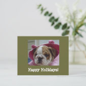 English Bulldog Happy Holidays Postkarten (Stehend Vorderseite)