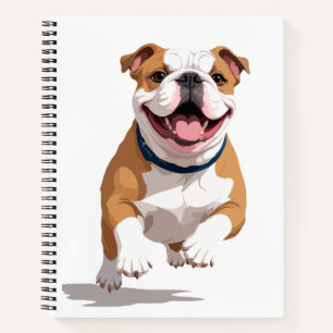 English Bulldog Happy Playful Fun Jumping Joyful Notizblock