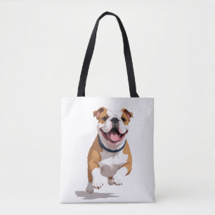 English Bulldog Happy Playful Fun Jumping Joyful Tasche
