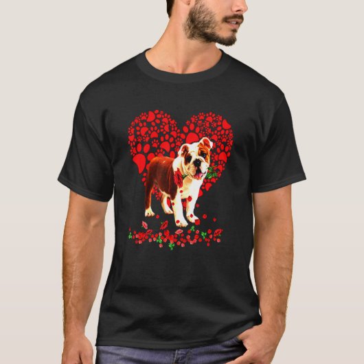 English Bulldog Heart Dog Vater Dog Mama T-Shirt (Vorderseite)