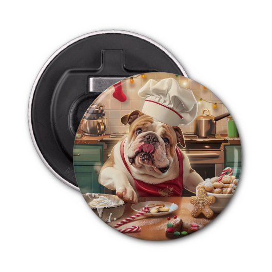 English Bulldog Holiday Baking: Festliche Weihnach Flaschenöffner (Vorderseite)
