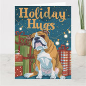 English Bulldog Holiday Hugs Lights Karte (Vorderseite)