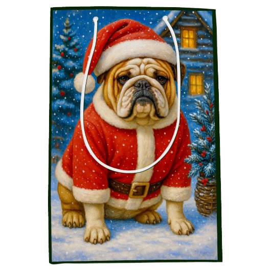 English Bulldog Holiday  Mittlere Geschenktüte (Vorderseite)