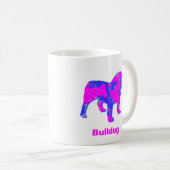 English Bulldog Hot Pink & Blue Abstrakt White Cam Kaffeetasse (VorderseiteRechts)