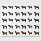 English Bulldog Hund Breed Boho Floral Silhouette Geschenkpapier (Flach)