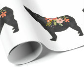 English Bulldog Hund Breed Boho Floral Silhouette Geschenkpapier (Rolleneckpunkt)