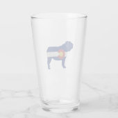 English Bulldog Hund bricht Colorado Flag Glas (Rückseite)