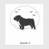 English Bulldog Hund � Halloween Moon Silhouette O Aufkleber (Blatt)