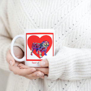 English Bulldog Hund Red Valentine's Day Heart Kaffeetasse