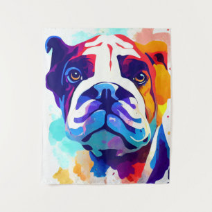 English Bulldog Hund Wild Nature Animal Painting Wandteppich