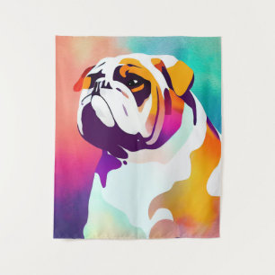 English Bulldog Hund Wild Nature Animal Painting Wandteppich