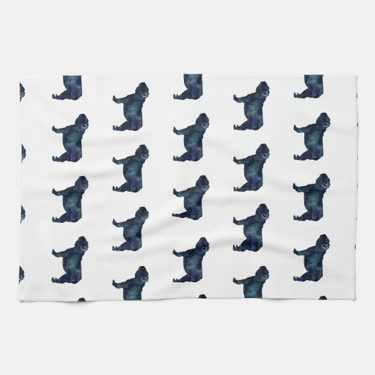 English Bulldog Hunde Breed Watercolor Silhouette Geschirrtuch (Horizontal)