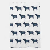 English Bulldog Hunde Breed Watercolor Silhouette Geschirrtuch (Vertikal)