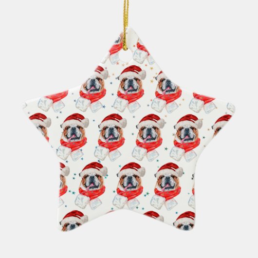 English Bulldog Hunde Zucht Weihnachten Keramik Ornament (Vorne)