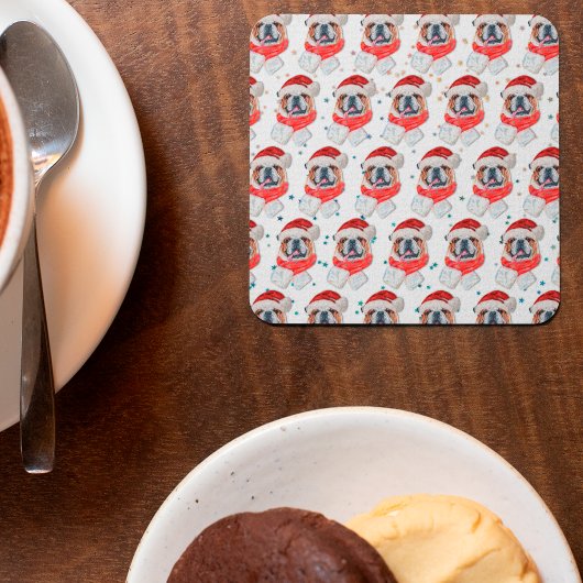 English Bulldog Hunde Zucht Weihnachten Rechteckiger Pappuntersetzer