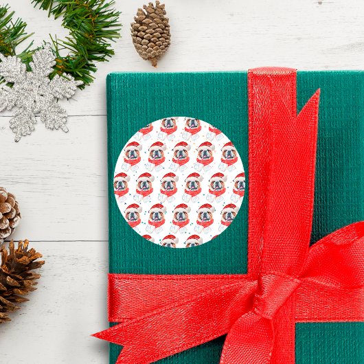 English Bulldog Hunde Zucht Weihnachten Runder Aufkleber