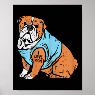 English Bulldog I Liebe Mama Tattoo Dog Lover Besi Poster