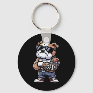 English Bulldog I Liebe Vater Funny Dog Tattoo Schlüsselanhänger