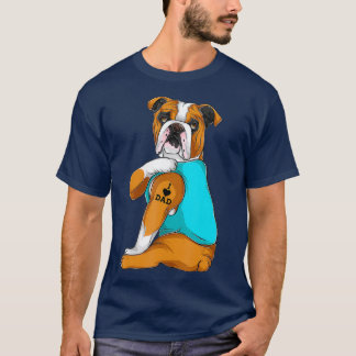English Bulldog I Liebe Vater Tattoo Apparel Dog T-Shirt