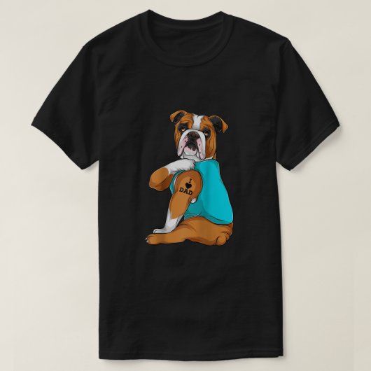 English Bulldog I Liebe Vater Tattoo Apparel Dog V T-Shirt (Design vorne)