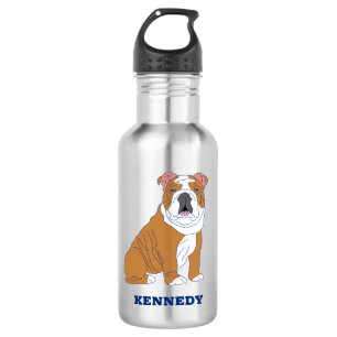 English Bulldog Illustration Personalisiert Edelstahlflasche