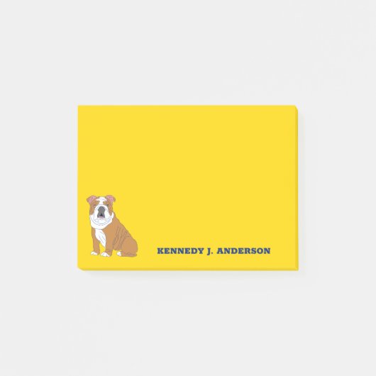 English Bulldog Illustration Personalisiert Post-it Klebezettel (Vorderseite)