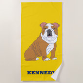 English Bulldog Illustration Personalisiert Strandtuch (Vorderseite)