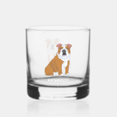 English Bulldog Illustration Personalisiert Whiskyglas (Rückseite)