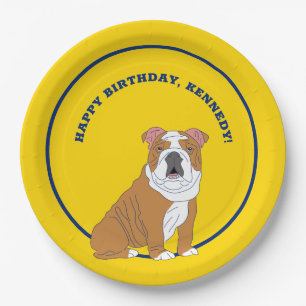 English Bulldog Illustration Personalisiertes Part Pappteller