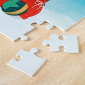 English Bulldog im Schnee mit Weihnachtsgeschenken Puzzle (Seite)