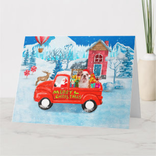 English Bulldog in Christmas Delivery Truck Schnee Karte