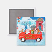 English Bulldog in Christmas Delivery Truck Schnee Magnet (Vorderseite/Rückseite)