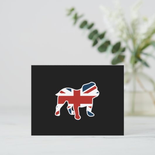 English Bulldog in Union Jack Flag Postkarte (Stehend Vorderseite)