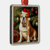 English Bulldog in Weihnachtsmannmütze, Ornament Aus Metall (Rechts)