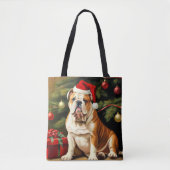 English Bulldog in Weihnachtsmannmütze, Tasche (Vorderseite)