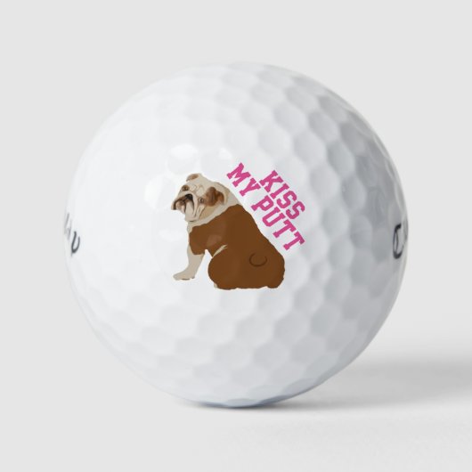 English Bulldog Kiss My Putt Golf Balls Golfball (Vorderseite)
