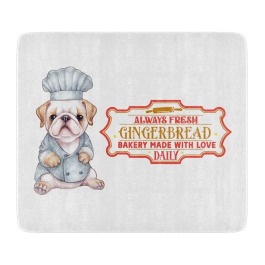 English Bulldog Koch Baking Gingerbrot Schneidebrett (Vorderseite)