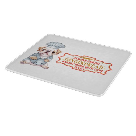 English Bulldog Koch Baking Gingerbrot Schneidebrett (Ecke)