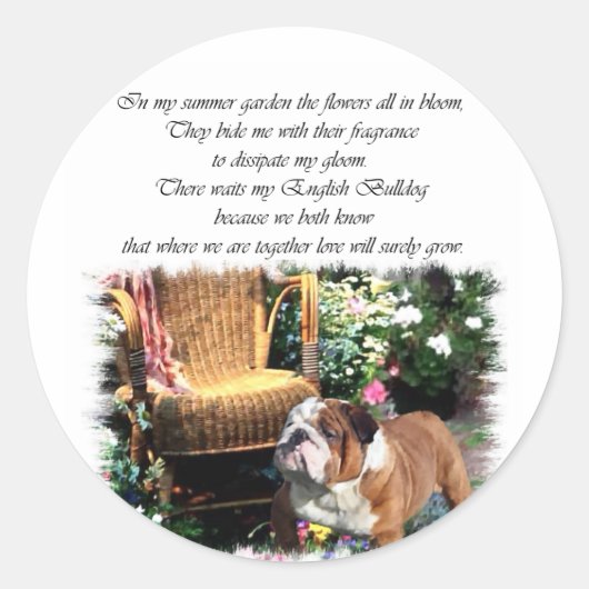 English Bulldog Kunstgeschenke Runder Aufkleber (Vorderseite)