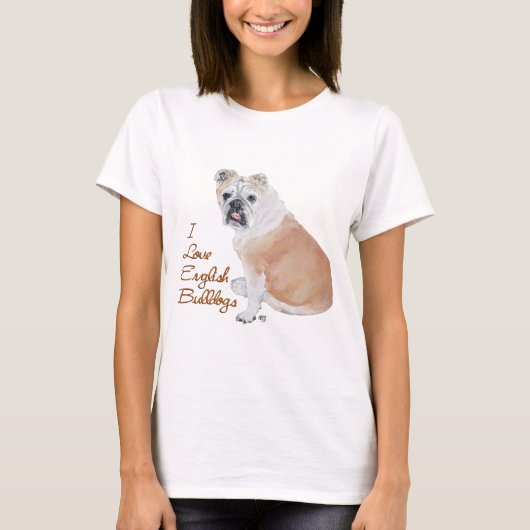 English Bulldog Liebe T-Shirt (Vorderseite)