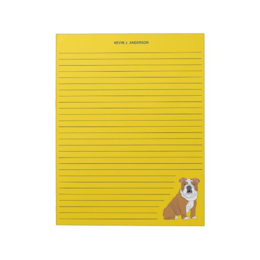 English Bulldog Lined Stationery Writing Paper Pad Notizblock (Rotiert)