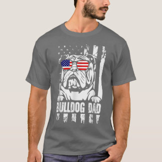 English Bulldog Lover Bull Dog Vater American Flag T-Shirt