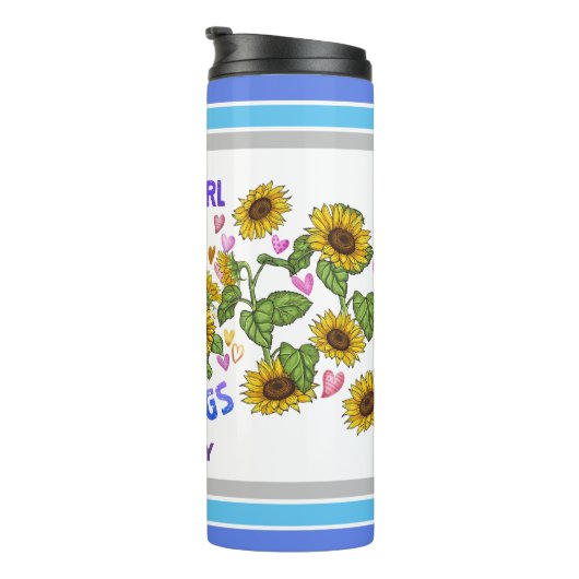 English Bulldog Lover Sonnenblumen Trainer Floral Thermosbecher (Nach rechts gedreht)