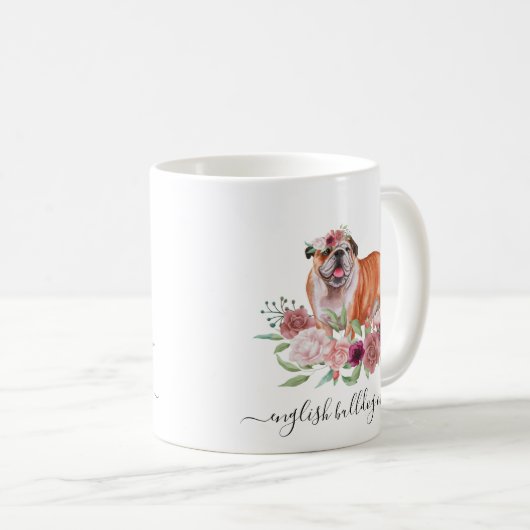 English Bulldog Mama Floral Coffee Tasse (VorderseiteRechts)