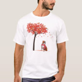 English Bulldog Maple Tree Thanksgiving Day Cute D T-Shirt (Vorderseite)