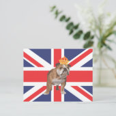 English Bulldog mit Crown und Union Jack Postkarte (Stehend Vorderseite)