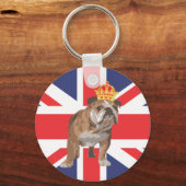 English Bulldog mit Crown und Union Jack Schlüsselanhänger (Vorderseite)
