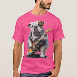 English Bulldog mit E-Gitarre T-Shirt