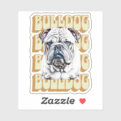 English Bulldog mit Retro-Schriftart Aufkleber (Blatt)