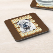 English Bulldog mit Retro-Schriftart Getränkeuntersetzer (Linke Seite)